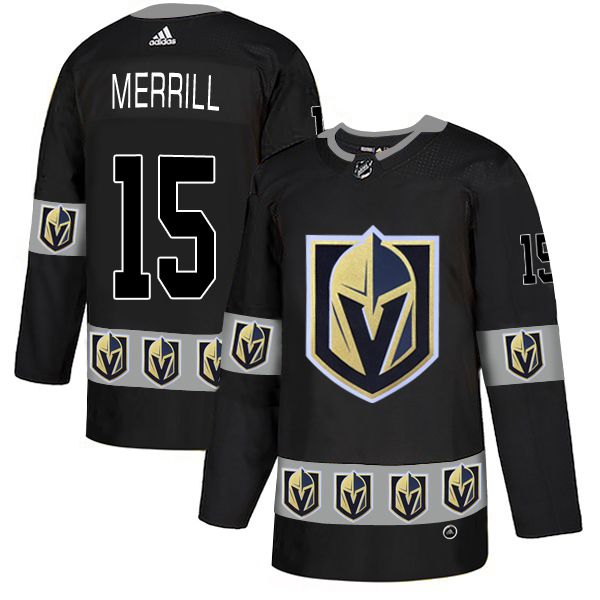 Men Vegas Golden Knights #15 Merrill Black Adidas Fashion NHL Jersey